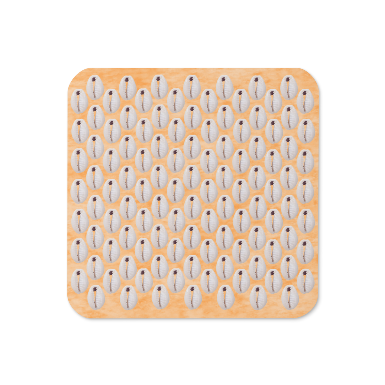 MELINA Faux Seashell Printed Cork-back Coaster, Orange