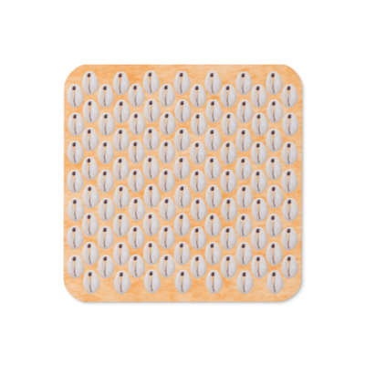 MELINA Faux Seashell Printed Cork-back Coaster, Orange