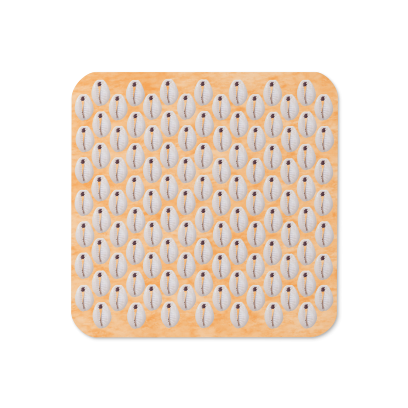 MELINA Faux Seashell Printed Cork-back Coaster, Orange
