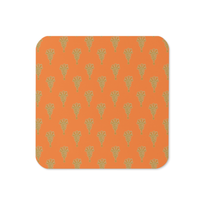 INDIA Cork-back Coaster, Deep Orange