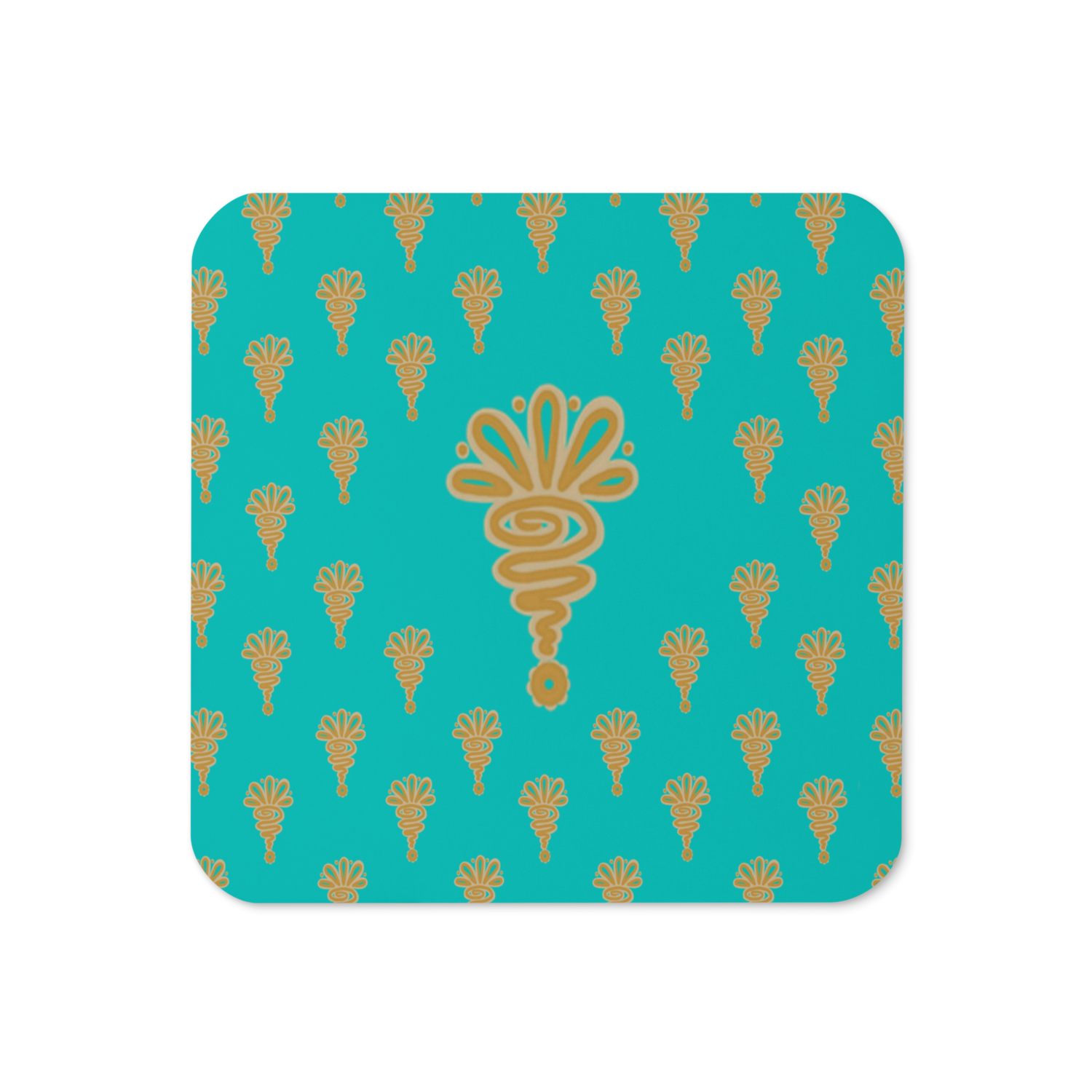 HENNA Cork-back Coaster, Deep Turquoise