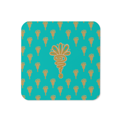 HENNA Cork-back Coaster, Deep Turquoise