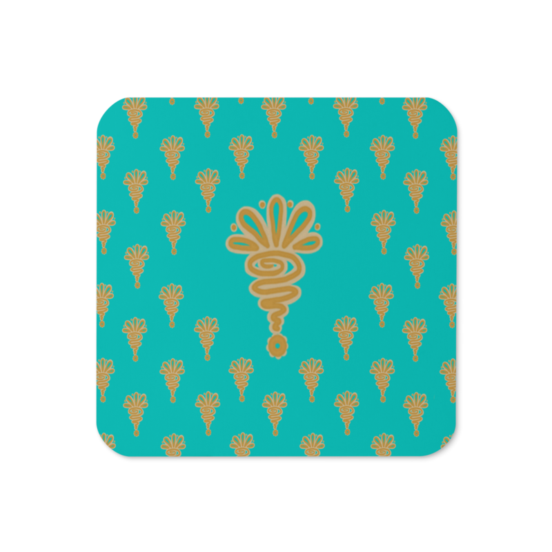 HENNA Cork-back Coaster, Deep Turquoise