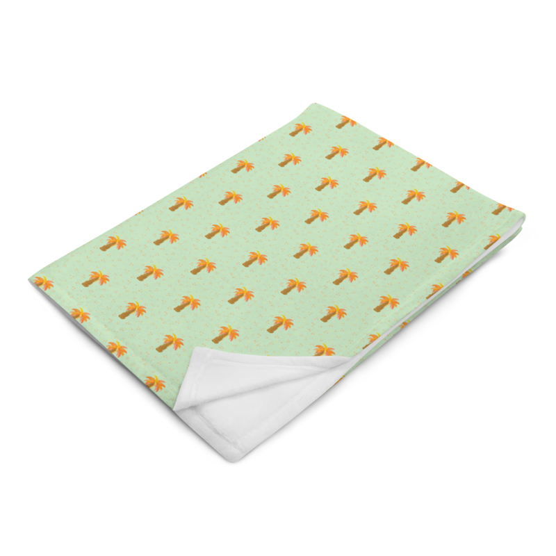 MINI PALM TREES Throw Blanket, Mint