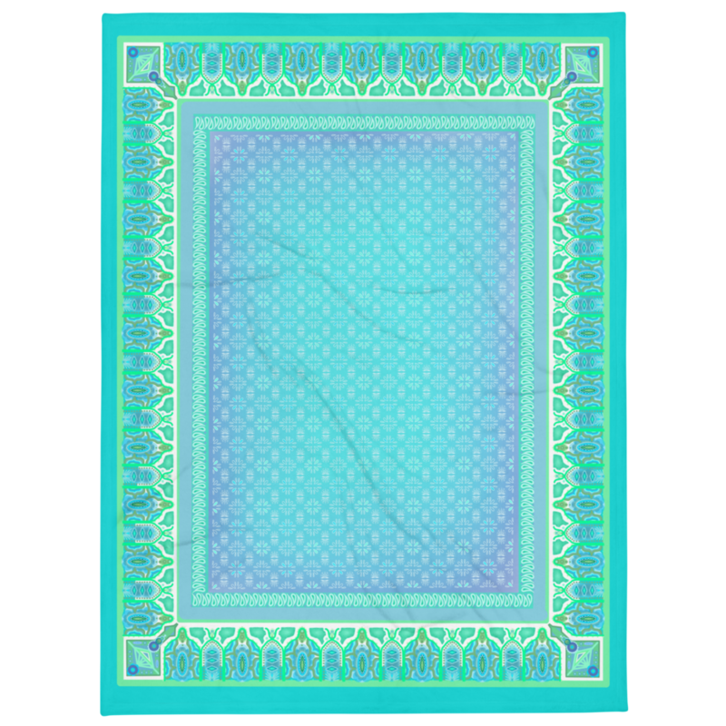 MAHABI Throw Blanket, Turquoise / Cornflower