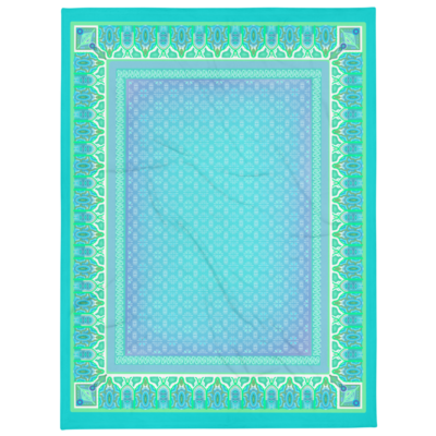 MAHABI Throw Blanket, Turquoise / Cornflower