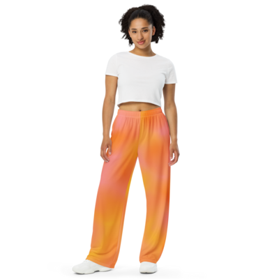 HAMA Tie Dye Feel Wide-leg Pants, Orange / Pink / Yellow
