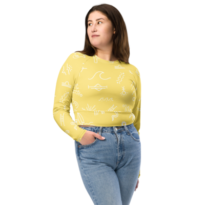 TROPICAL ELEMENTS Recycled Long-sleeve Crop Top, Light Yellow