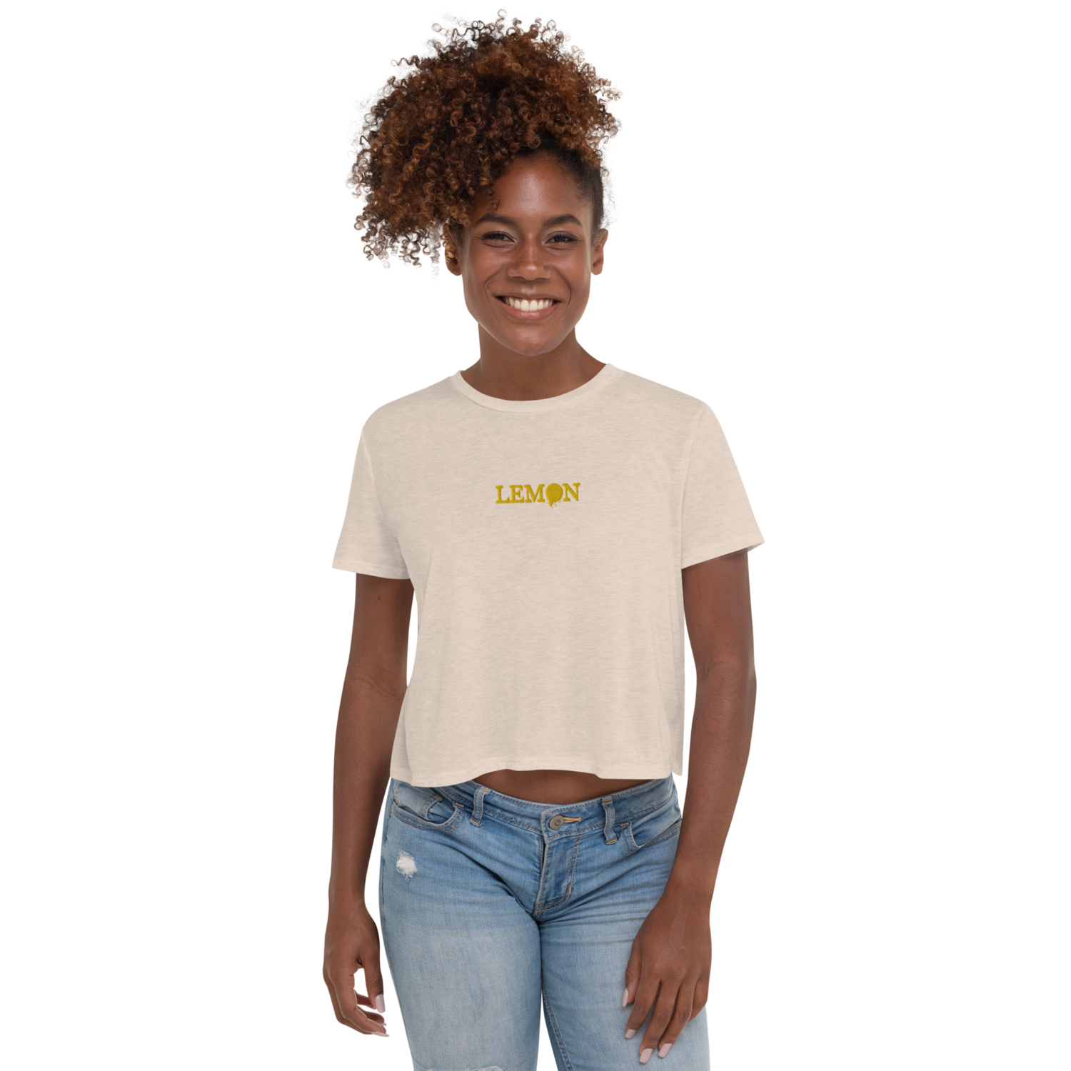 LEMON Embroidered Crop Tee