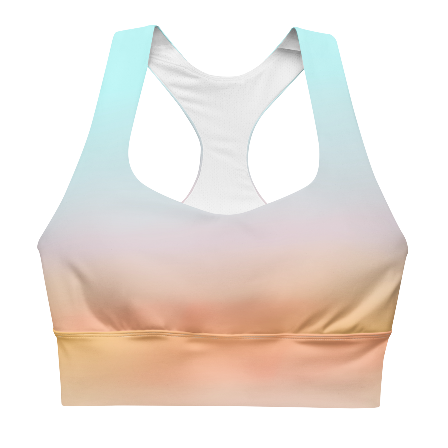 PASTEL OMBRE Longline Sports Bra Top, Turquoise - Peach
