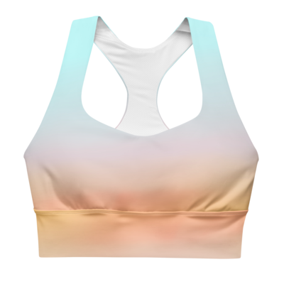 PASTEL OMBRE Longline Sports Bra Top, Turquoise - Peach