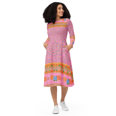ISASHA Long Sleeve Midi Dress