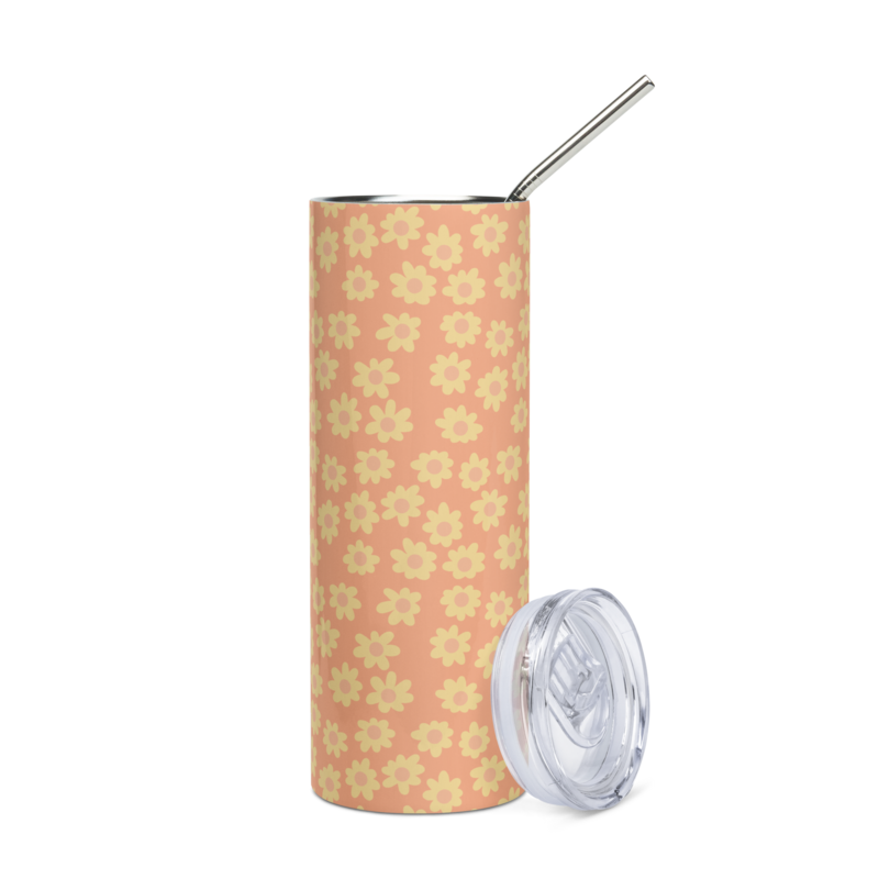 FLOWER Stainless steel tumbler, Peach