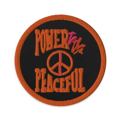 POWER TO THE PEACEFUL Embroidered Patch, Black