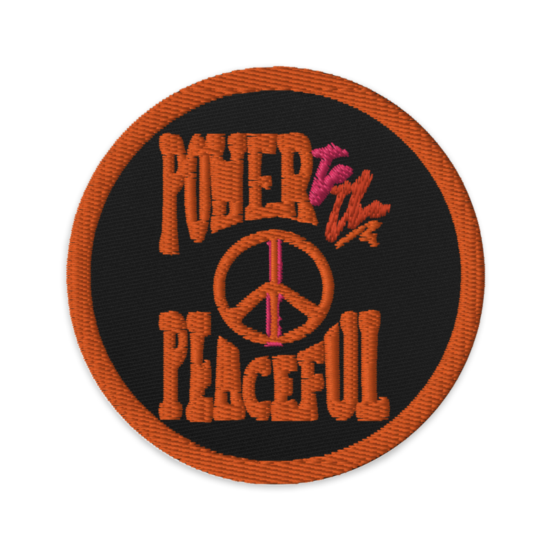 POWER TO THE PEACEFUL Embroidered Patch, Black