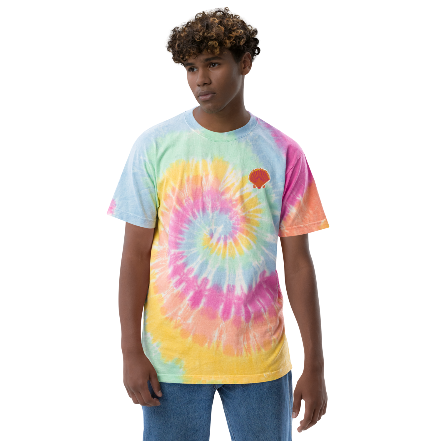 SEASHELL Embroidered Tie-Dye, Shaka Wear, Dark Pink