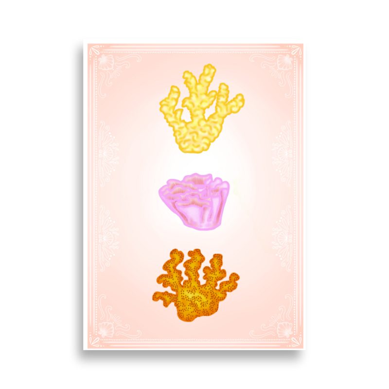 CORAL Poster, Yellow / Pink / Orange