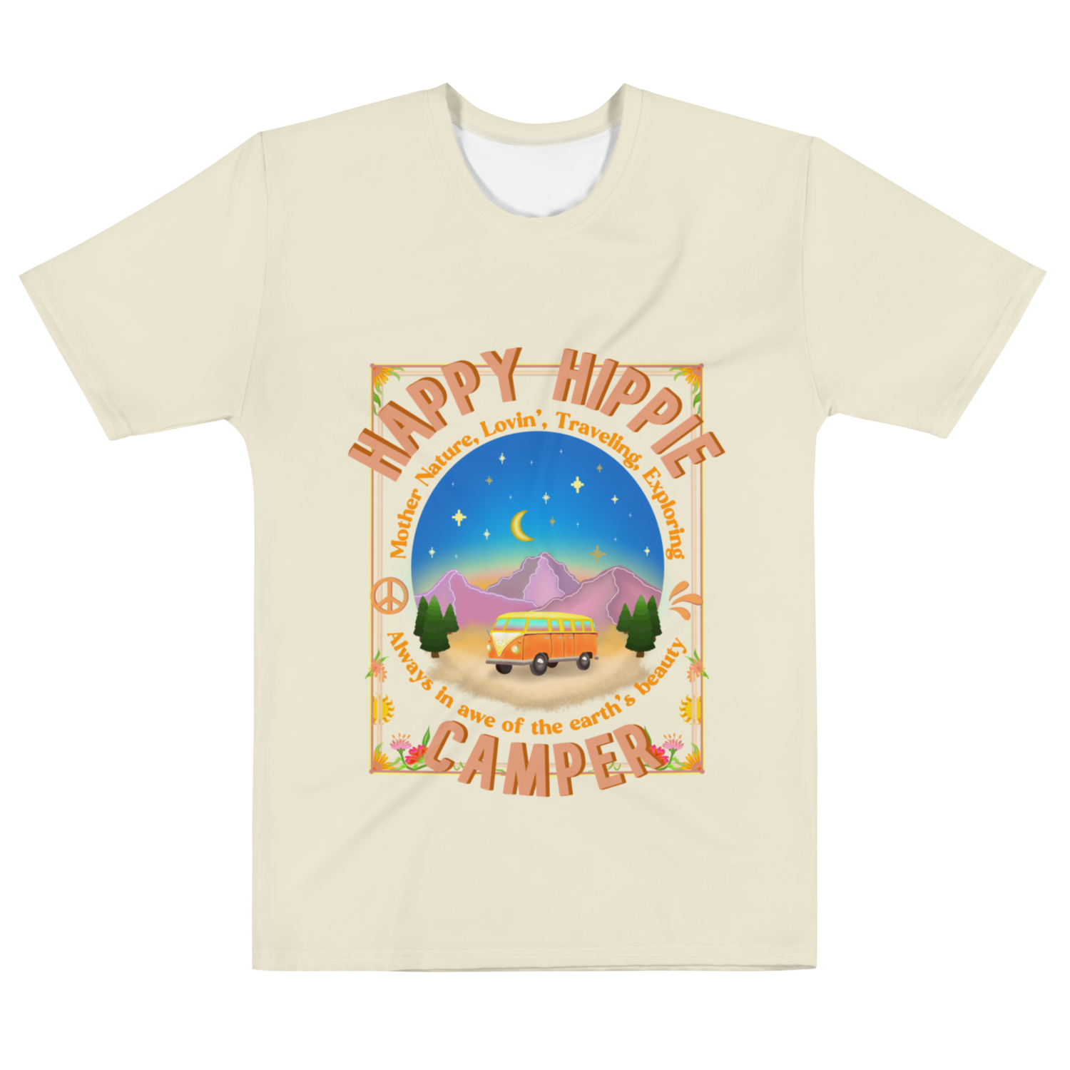 HAPPY HIPPIE CAMPER T-shirt, Beige