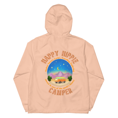 HAPPY HIPPIE CAMPER Back Print Lightweight Windbreaker