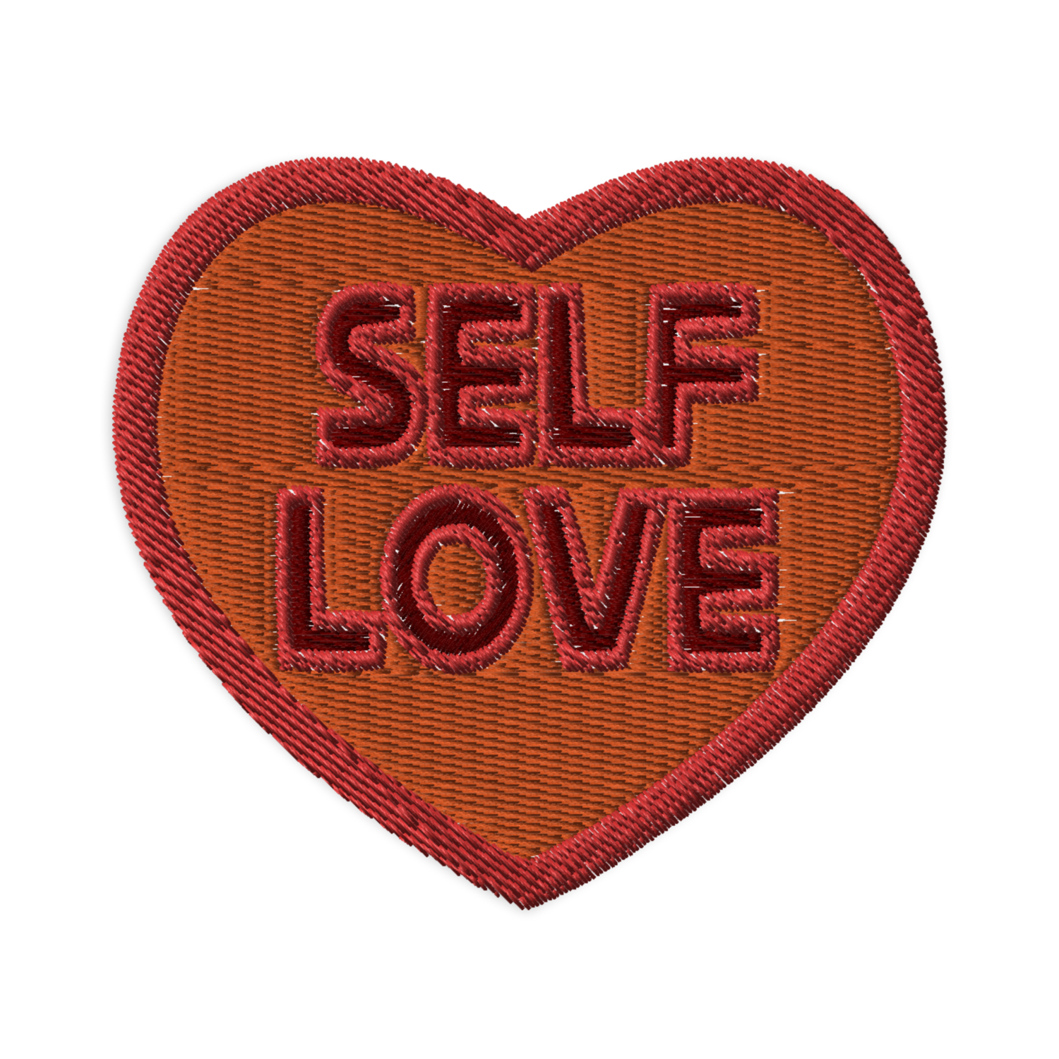 SELF LOVE Embroidered Patch - Heart - 3.1″×2.8″, Orange