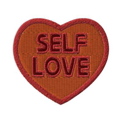 SELF LOVE Embroidered Patch - Heart - 3.1″×2.8″, Orange