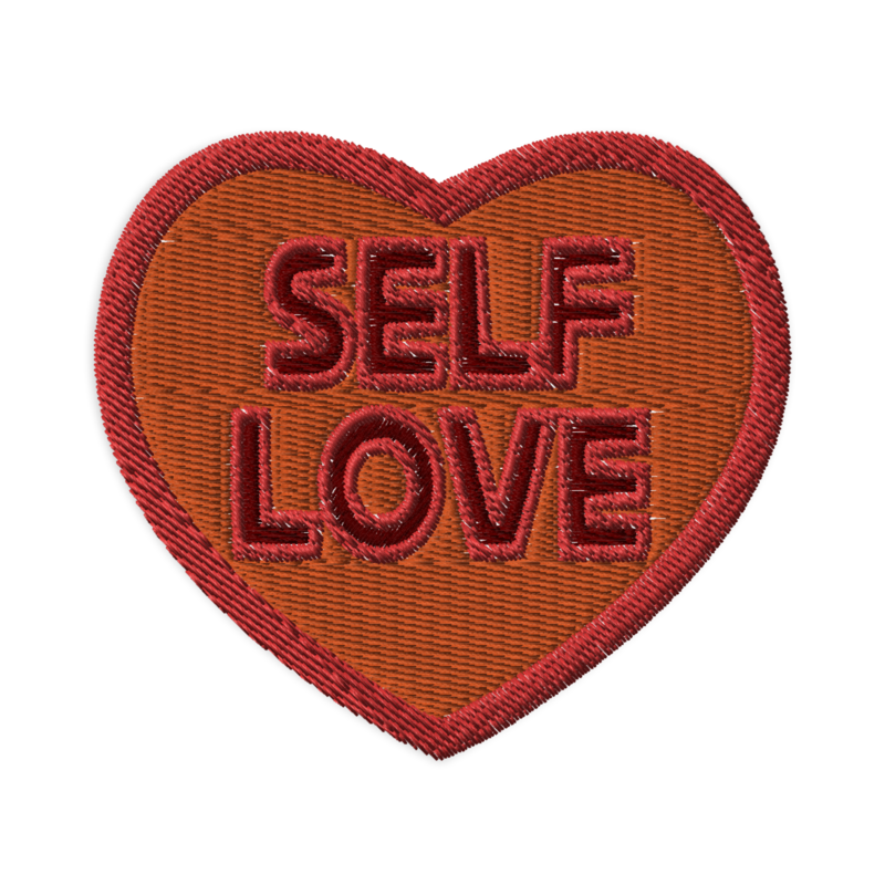 SELF LOVE Embroidered Patch - Heart - 3.1″×2.8″, Orange