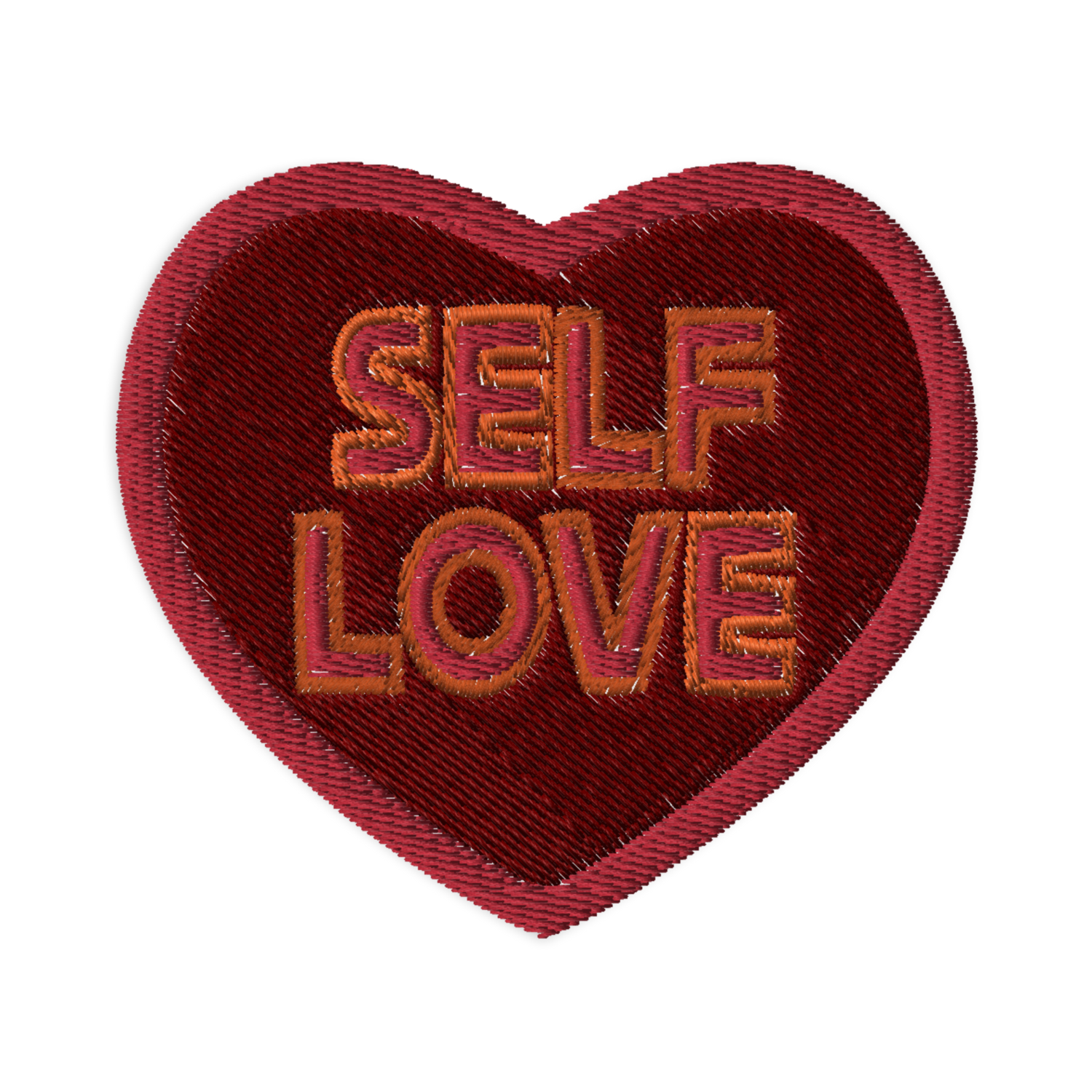 SELF LOVE Embroidered Patch - Heart - 3.1″×2.8″, Red