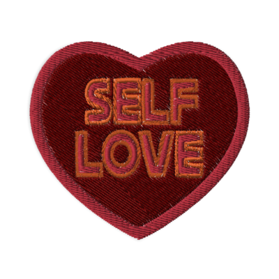 SELF LOVE Embroidered Patch - Heart - 3.1″×2.8″, Red