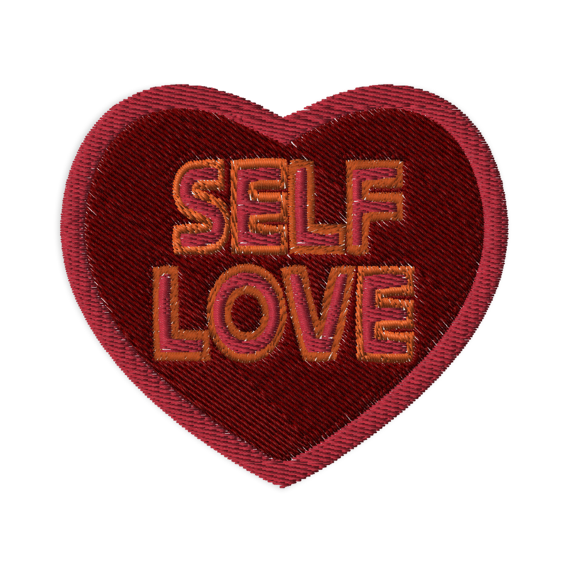SELF LOVE Embroidered Patch - Heart - 3.1″×2.8″, Red