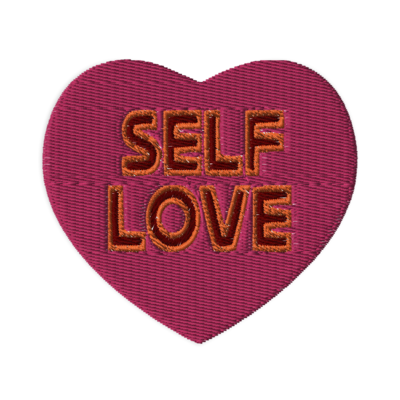 SELF LOVE Embroidered Patch - Heart - 3.1″×2.8″, Pink