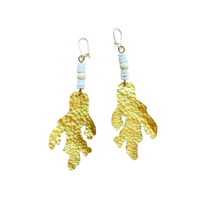 GOLDEN CORAL Seashell Bead Earrings