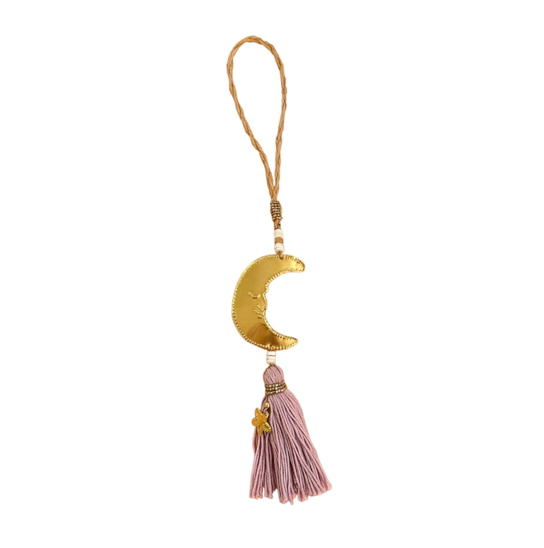 MOONLIGHT Gold Metal Moon &amp; Star Tassel