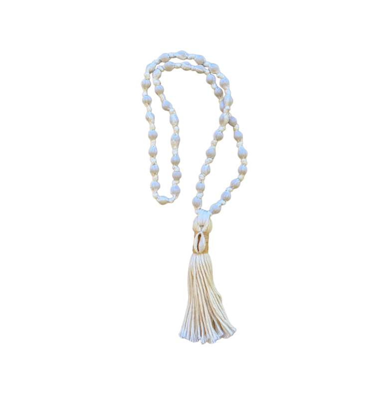 SHELLY Seashell Knot Affirmation Tassel Necklace