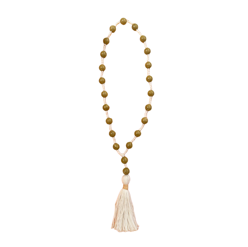 OLIVE Rattan Affirmation Tassel  Necklace