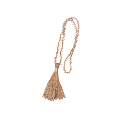 IRA Glass Bead Rattan Affirmation Tassel Necklace