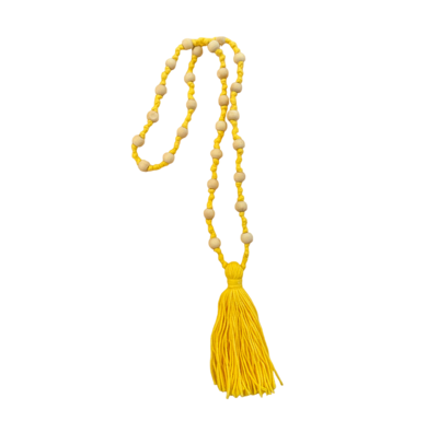 PINEAPPLE Wooden Bead Affirmation  Tassel Necklace