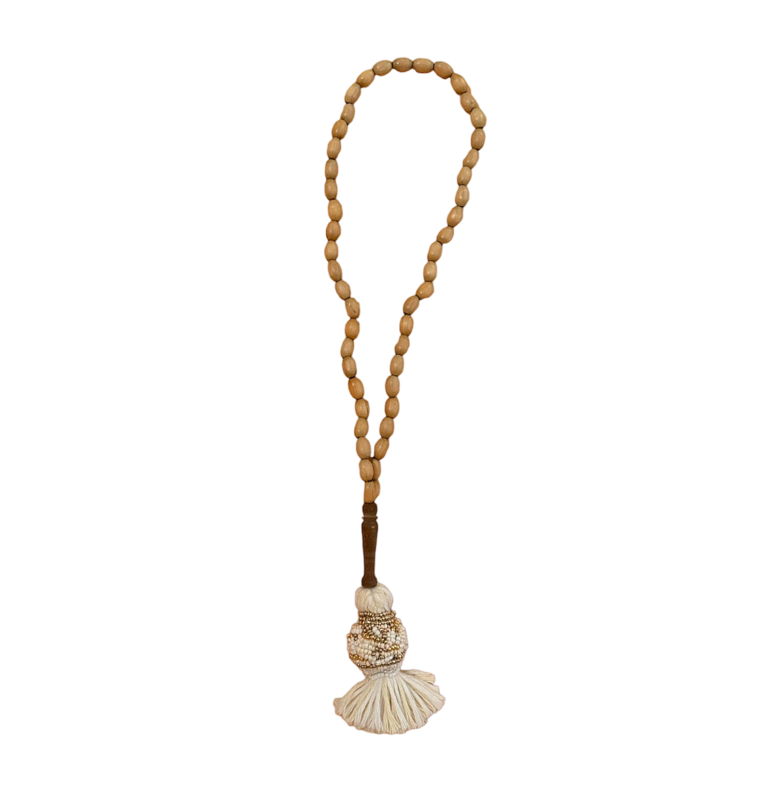 ACASIA Wooden Bead Affirmation Ball Tassel Necklace