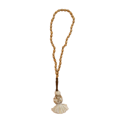ACASIA Wooden Bead Affirmation Ball Tassel Necklace