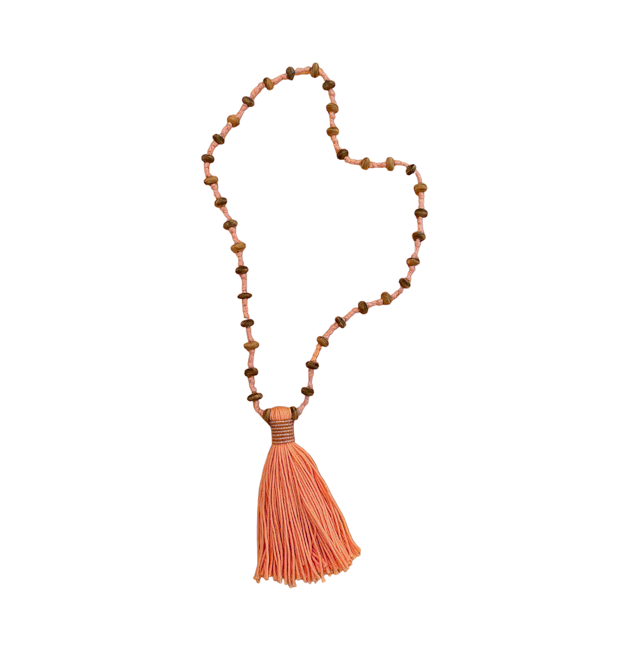 OHANA Wooden Bead Affirmation Tassel Necklace