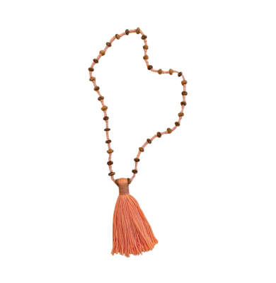 OHANA Wooden Bead Affirmation Tassel Necklace