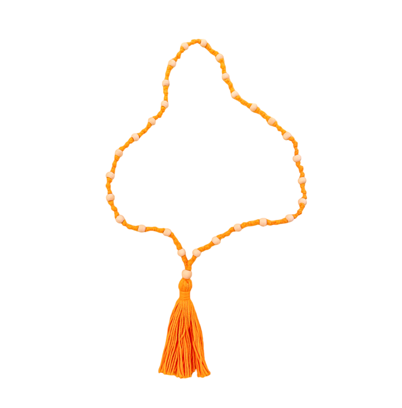 ORANGE FRUIT Wooden Bead Affirmation Tassel Necklace