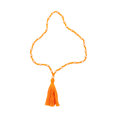 ORANGE FRUIT Wooden Bead Affirmation Tassel Necklace