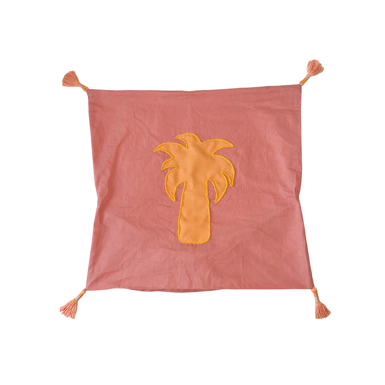 AISHA Bead Embroidered Palm Tree Tassel Pillow Case