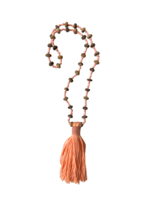 OHANA Wooden Bead Affirmation Tassel Necklace