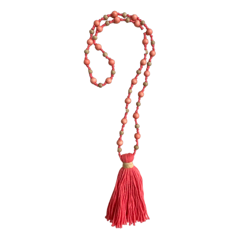 MOANA Mixed Bead Affirmation Tassel Necklace