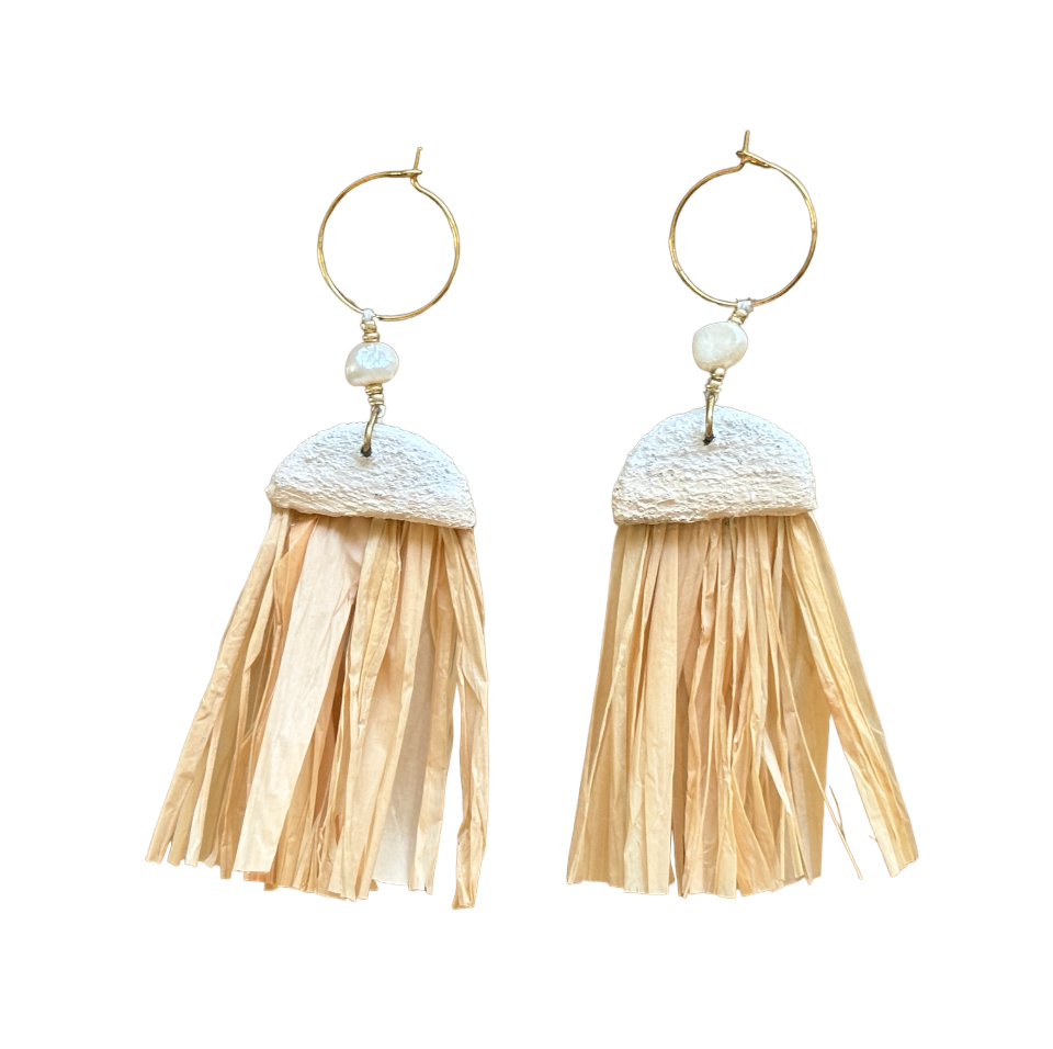 HANNNAH Recycled Metal Organic Minimalism Clay Raffia Earrings