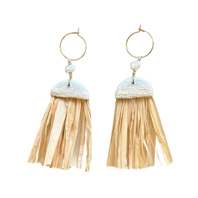 HANNNAH Recycled Metal Organic Minimalism Clay Raffia Earrings