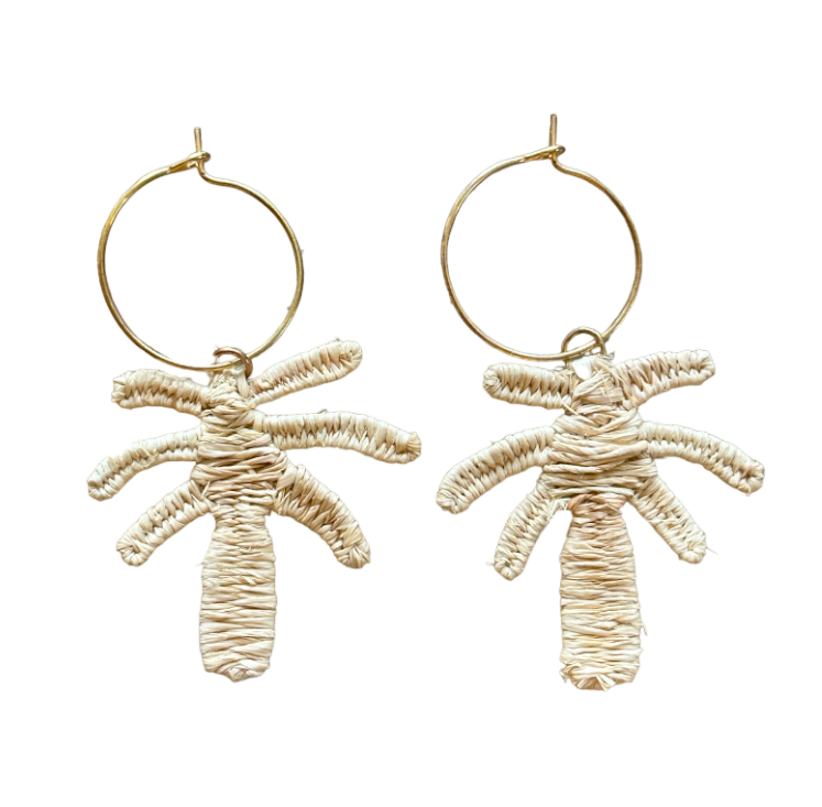 LALA Braided Raffia Palm Tree Earrings