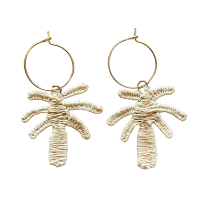 LALA Braided Raffia Palm Tree Earrings