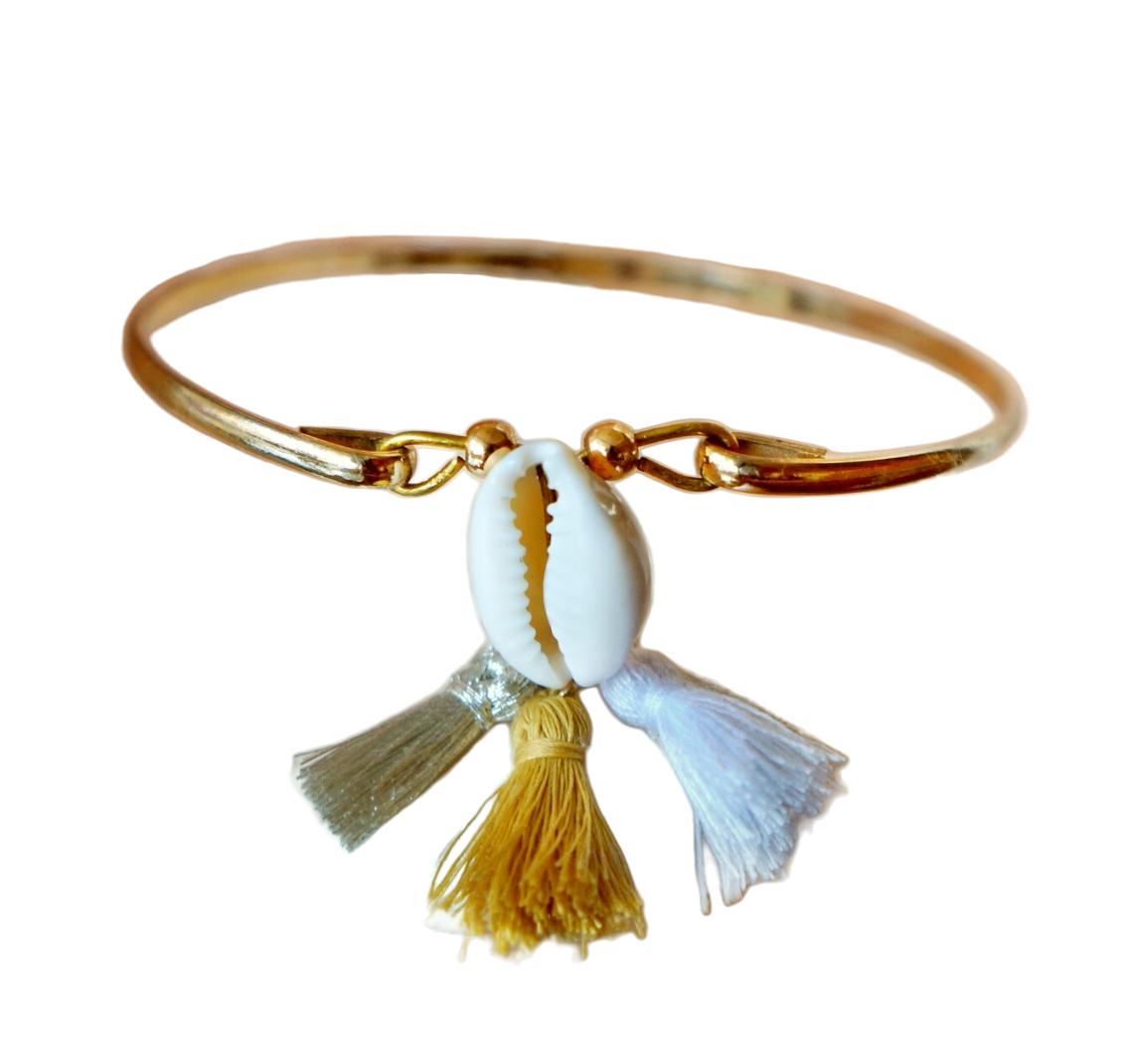 INO Seashell Recycled Metal Gold Tassel Bracelet